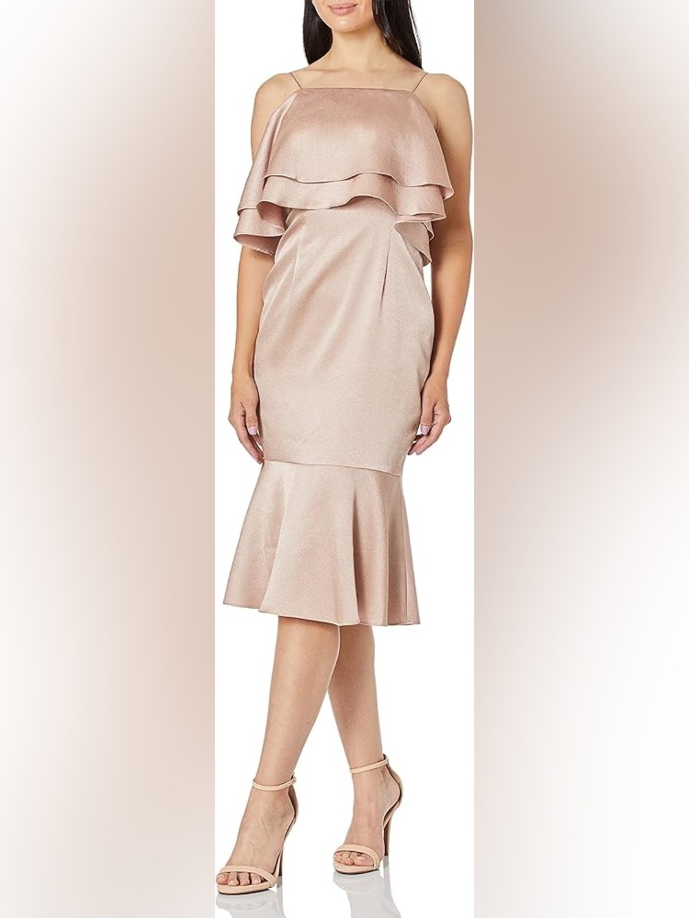 Aidan Mattox Rose Gold Ruffled Cocktails dress Size 2 Like New